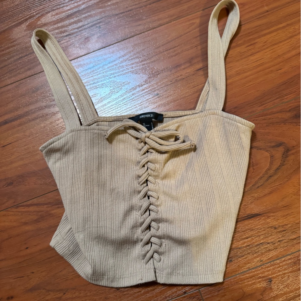 Women's Tan Ribbed Tank Top